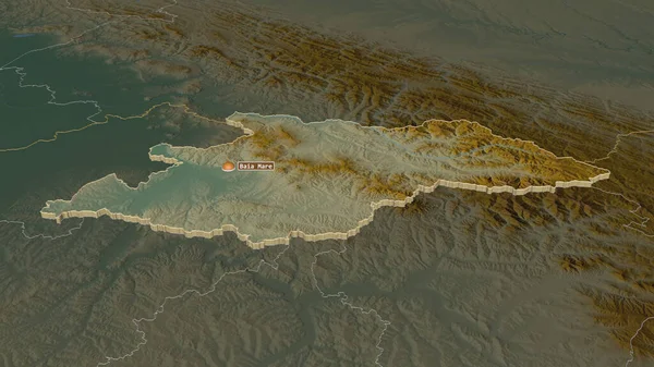 Zoom Maramures Condado Romênia Extrudido Perspectiva Óbvia Mapa Topográfico Relevo — Fotografia de Stock
