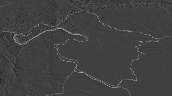 Ampliar Mehedinti Condado Rumania Esbozado Perspectiva Oblicua Mapa Elevación Bilevel — Foto de Stock