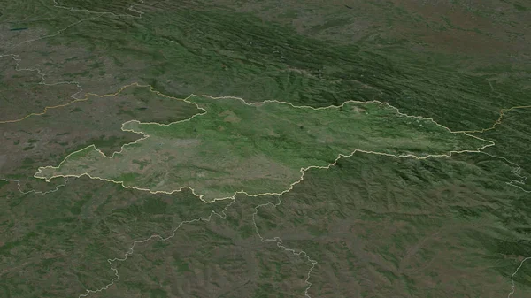 Zoom Sur Maramures Comté Roumanie Esquissé Perspective Oblique Imagerie Satellite — Photo