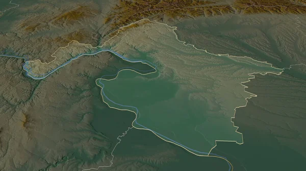 Powiększ Obraz Mehedinti Okręg Rumunii Perspektywa Ukośna Mapa Pomocy Topograficznej — Zdjęcie stockowe