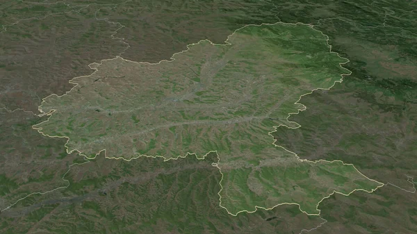Közelíts Marosvásárhelyre Románia Megye Kötelező Perspektíva Műholdas Képek Renderelés — Stock Fotó