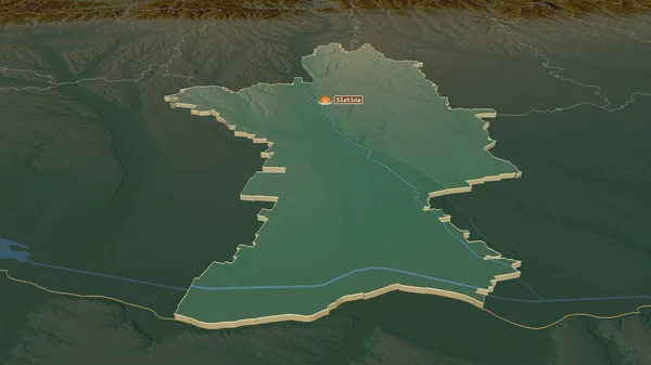 オルト ルーマニアの郡 でズーム押出 嘘の見方だ 地表水と地形救援マップ 3Dレンダリング — ストック写真