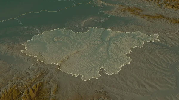 Zoom Sur Salaj Comté Roumanie Esquissé Perspective Oblique Carte Topographique — Photo