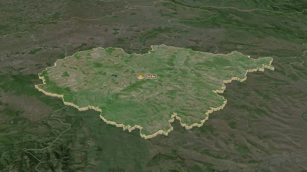 Inzoomen Salaj Provincie Roemenië Geëxtrudeerd Obliek Perspectief Satellietbeelden Weergave — Stockfoto