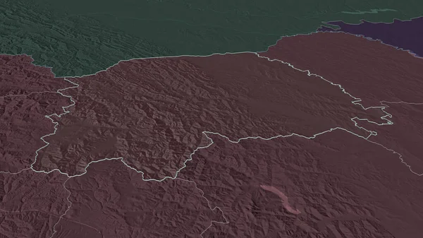 Přiblížit Suceava Okres Rumunsko Nastínil Úhlová Perspektiva Barevná Hrbolatá Mapa — Stock fotografie