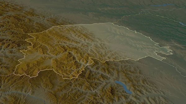 Zoom Suceava Contea Romania Delineato Prospettiva Obliqua Mappa Topografica Rilievo — Foto Stock