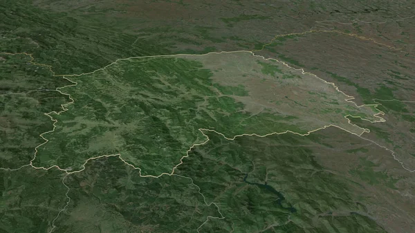 Zoom Sur Suceava Comté Roumanie Perspective Oblique Imagerie Satellite Rendu — Photo