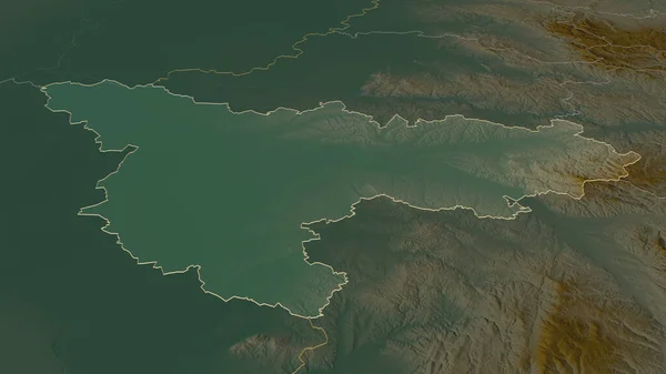 Ampliar Sobre Timis Condado Rumania Esbozado Perspectiva Oblicua Mapa Topográfico —  Fotos de Stock