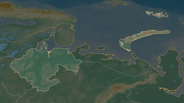 Zoom Arkhangel Região Rússia Delineado Perspectiva Óbvia Mapa Topográfico Relevo — Fotografia de Stock