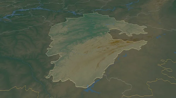 Zoom Bashkortostan Repubblica Russia Delineato Prospettiva Obliqua Mappa Topografica Rilievo — Foto Stock