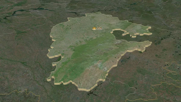 Zoom Bashkortostan Republic Russia Extruded Oblique Perspective Satellite Imagery Rendering — Stock Photo, Image