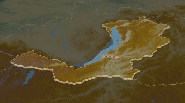 Ampliar Buryat República Rusia Extruido Perspectiva Oblicua Mapa Topográfico Relieve — Foto de Stock