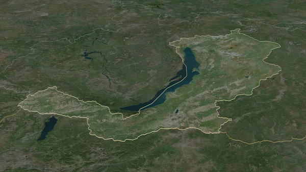 Zoom Auf Burjat Republik Russland Umrissen Schräge Perspektive Satellitenbilder Rendering — Stockfoto