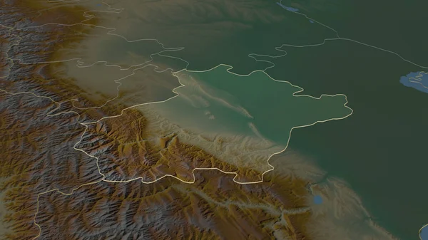 Aproximar Chechénia República Rússia Delineada Perspectiva Óbvia Mapa Topográfico Relevo — Fotografia de Stock