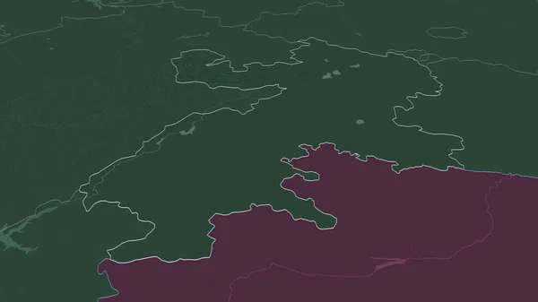 Ampliar Chelyabinsk Región Rusia Delineado Perspectiva Oblicua Mapa Coloreado Tocado — Foto de Stock