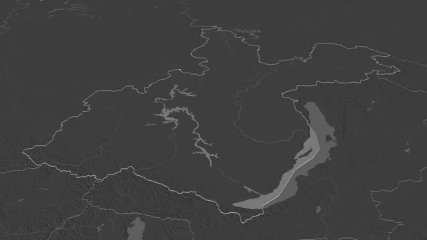 Zoom Auf Irkutsk Region Russland Umrissen Schräge Perspektive Karte Der — Stockfoto