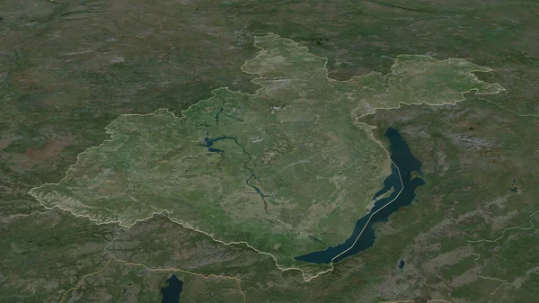 Zoom Sur Irkoutsk Région Russie Esquissé Perspective Oblique Imagerie Satellite — Photo