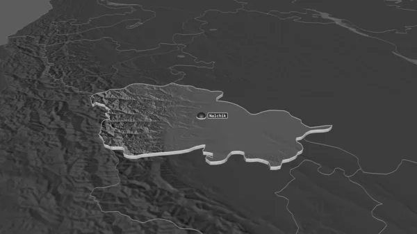 Ampliar Kabardin Balkar República Rusia Extruido Perspectiva Oblicua Mapa Elevación — Foto de Stock