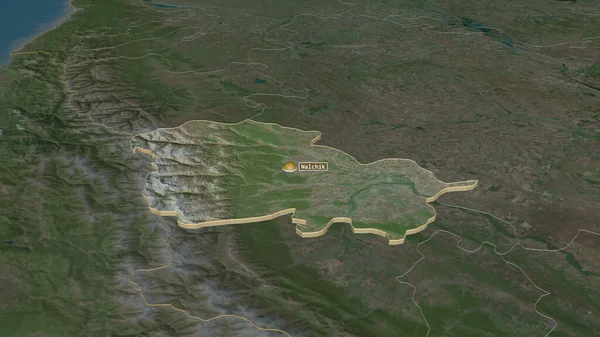 Inzoomen Kabardin Balkar Republiek Rusland Geëxtrudeerd Obliek Perspectief Satellietbeelden Weergave — Stockfoto