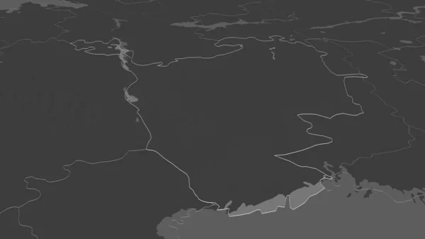 Zoom Kalmyk República Rússia Delineado Perspectiva Óbvia Bilevel Mapa Elevação — Fotografia de Stock