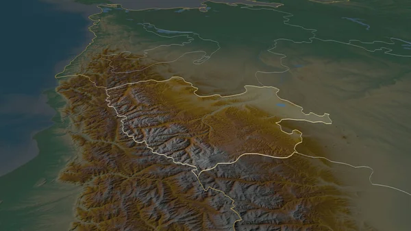 Ampliar Karachay Cherkess República Rusia Esbozado Perspectiva Oblicua Mapa Topográfico — Foto de Stock