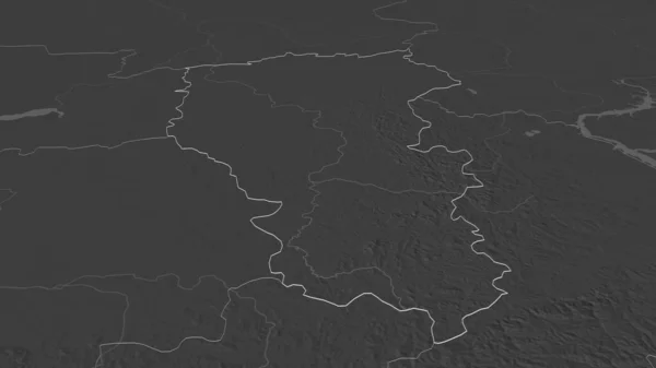 Powiększ Kemerowo Region Rosji Przedstawione Perspektywa Ukośna Dwupoziomowa Mapa Wysokości — Zdjęcie stockowe