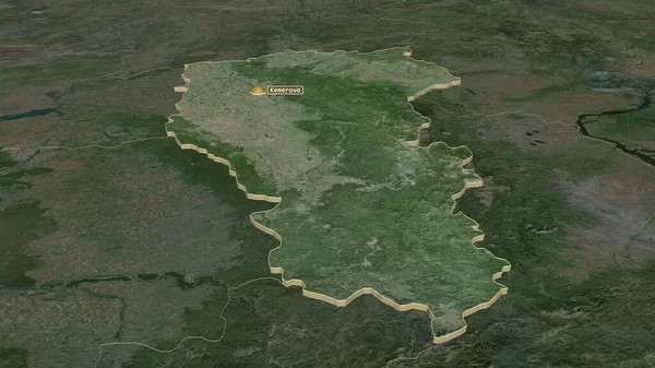 Zoom Auf Kemerowo Region Russland Schräge Perspektive Satellitenbilder Rendering — Stockfoto