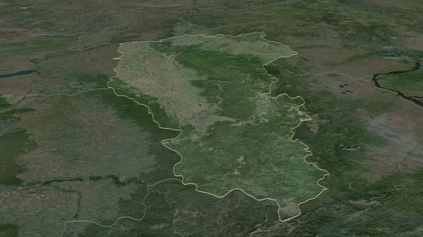 Zoom Kemerovo Região Rússia Delineado Perspectiva Óbvia Imagens Satélite Renderização — Fotografia de Stock