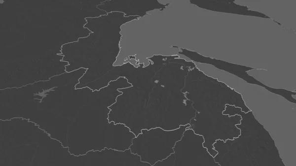 Zoom Auf Chabarowsk Territorium Russlands Umrissen Schräge Perspektive Karte Der — Stockfoto
