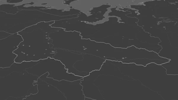 Powiększ Khanty Mansiy Autonomiczna Prowincja Rosji Perspektywa Ukośna Dwupoziomowa Mapa — Zdjęcie stockowe