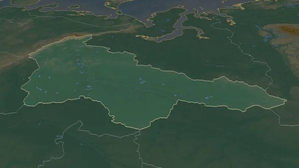 Zoom Khanty Mansiy Província Autônoma Rússia Delineado Perspectiva Óbvia Mapa — Fotografia de Stock