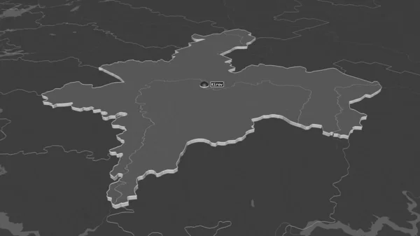 Zoom Kirov Region Russia Extruded Oblique Perspective Bilevel Elevation Map — Stock Photo, Image