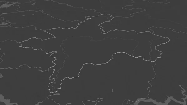 放大基洛夫 俄罗斯地区 斜的角度 带地表水的双层高程图 3D渲染 — 图库照片