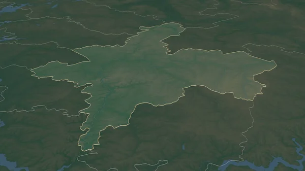 放大基洛夫 俄罗斯地区 斜的角度 带有地表水的地形图 3D渲染 — 图库照片