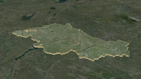 Ampliar Kostroma Región Rusia Extruido Perspectiva Oblicua Imágenes Satélite Renderizado —  Fotos de Stock