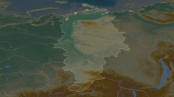 Ampliar Krasnoyarsk Territorio Rusia Esbozado Perspectiva Oblicua Mapa Topográfico Relieve — Foto de Stock