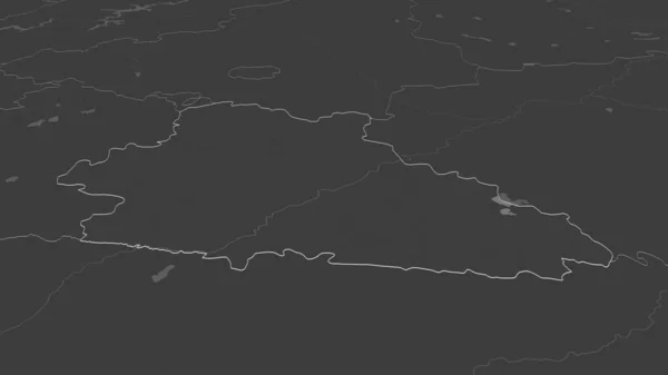 Powiększ Kurgan Region Rosji Przedstawione Perspektywa Ukośna Dwupoziomowa Mapa Wysokości — Zdjęcie stockowe