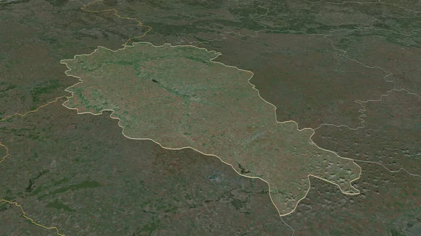 Zoom Kursk Região Rússia Delineado Perspectiva Óbvia Imagens Satélite Renderização — Fotografia de Stock