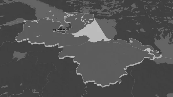 Powiększ Leningrad Region Rosji Wytłaczane Perspektywa Ukośna Dwupoziomowa Mapa Wysokości — Zdjęcie stockowe