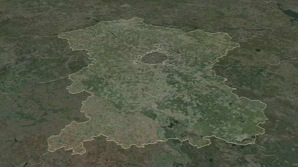 以Moskva 俄罗斯地区 为中心 斜的角度 卫星图像 3D渲染 — 图库照片