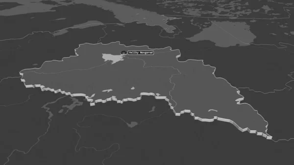 Powiększ Nowogród Region Rosji Wytłaczany Perspektywa Ukośna Dwupoziomowa Mapa Wysokości — Zdjęcie stockowe