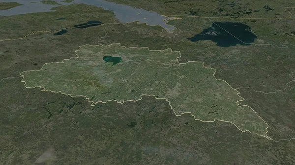 Zoom Novgorod Regiunea Rusiei Subliniat Perspectivă Oblică Imagini Prin Satelit — Fotografie, imagine de stoc