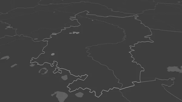Powiększ Omsk Region Rosji Przedstawione Perspektywa Ukośna Dwupoziomowa Mapa Wysokości — Zdjęcie stockowe