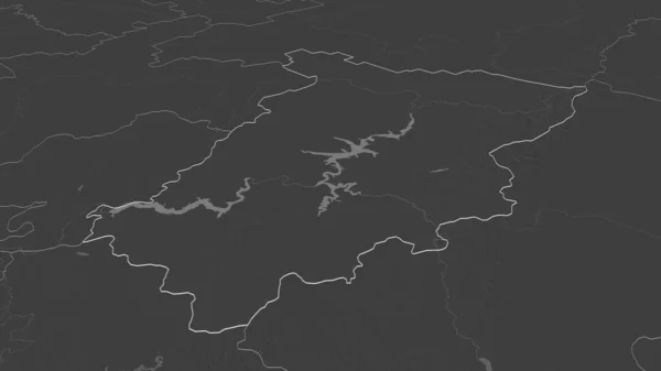 Zoom Perm Grondgebied Van Rusland Geschetst Obliek Perspectief Hoogteverschil Kaart — Stockfoto