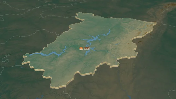 Zoom Auf Perm Territorium Russlands Schräge Perspektive Topographische Reliefkarte Mit — Stockfoto