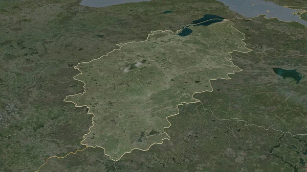 Zoom Auf Pskov Region Russland Umrissen Schräge Perspektive Satellitenbilder Rendering — Stockfoto