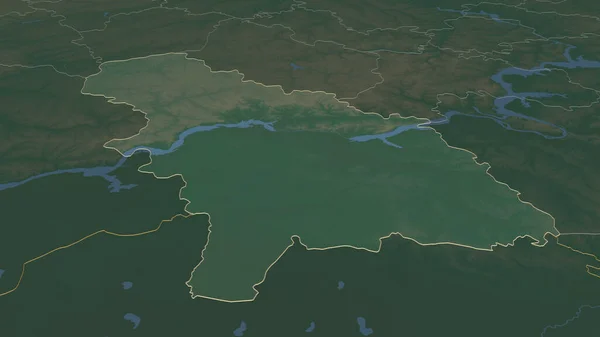 Powiększ Saratowa Region Rosji Perspektywa Ukośna Mapa Pomocy Topograficznej Wodami — Zdjęcie stockowe