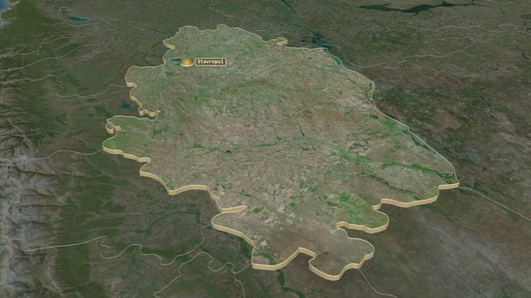 Zoom Stavropol Território Rússia Extrudido Perspectiva Óbvia Imagens Satélite Renderização — Fotografia de Stock