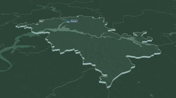 Powiększ Tatarstan Republika Rosji Wytłaczane Perspektywa Ukośna Kolorowa Wyboista Mapa — Zdjęcie stockowe