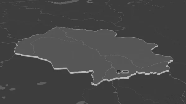 Ampliar Tomsk Región Rusia Extruido Perspectiva Oblicua Mapa Elevación Bilevel — Foto de Stock